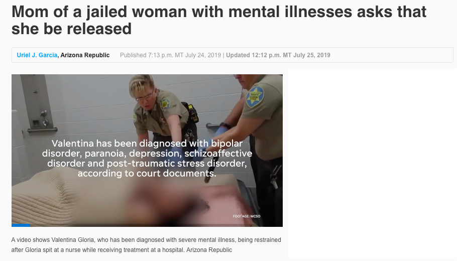 Image: a screenshot of the Arizona Republic article about Gloria by reporter Uriel Garcia.